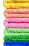 tower of colorful clean bath towels